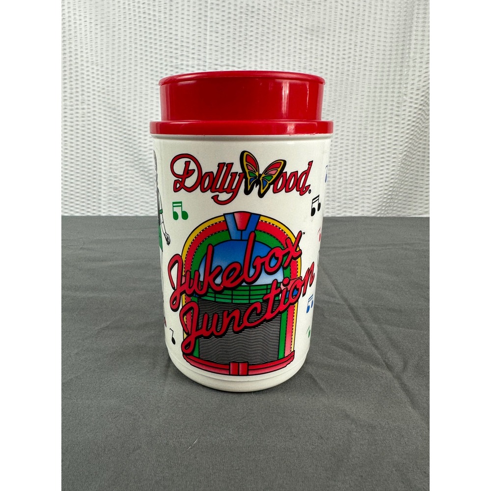 Vintage Dollywood Jukebox Junction Travel Mug Cup Whirley Thermo Hot Or Cold